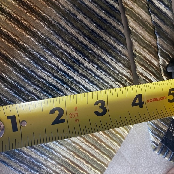 Stephano Conte Mens Blue & Gold Ombré Summer Style Striped Italian Silk Tie - Picture 4 of 5